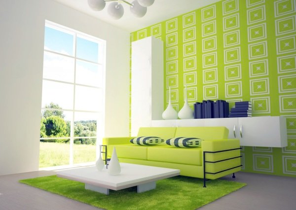 Дизайн комнаты в зелёном цвете